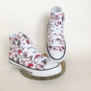 Converse CTAS Boys High Top Sneakers Pirate Print White/Red Lace-Up NWB Size 1
